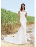 Cap Sleeves Ivory Satin Gorgeous Wedding Dress